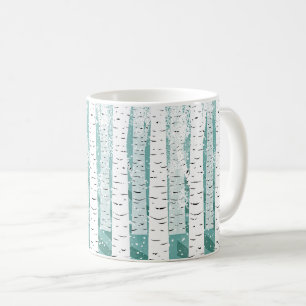 Caneca De Café Árvores-de-bico flocos de neve listrados pelas fl