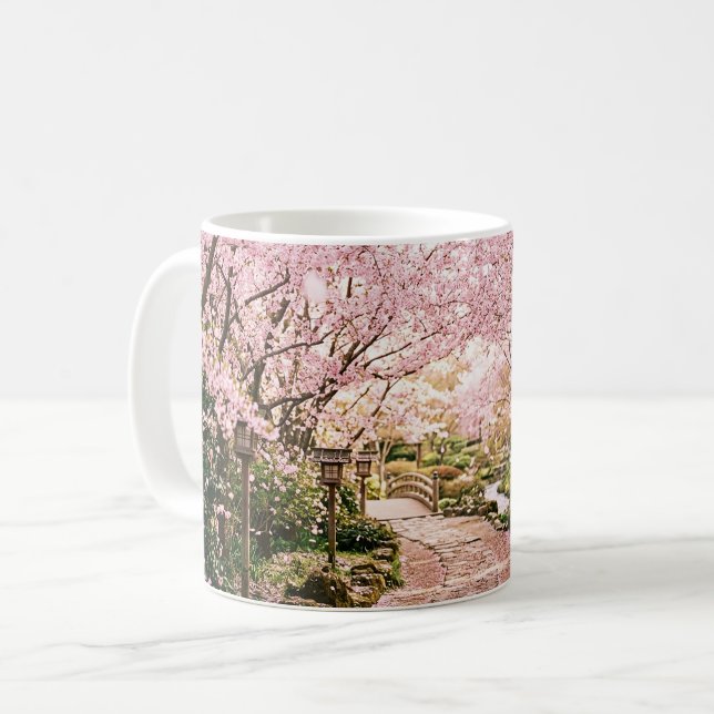 Caneca De Café Árvores de Cerejeira em Flor (Frente Esquerda)