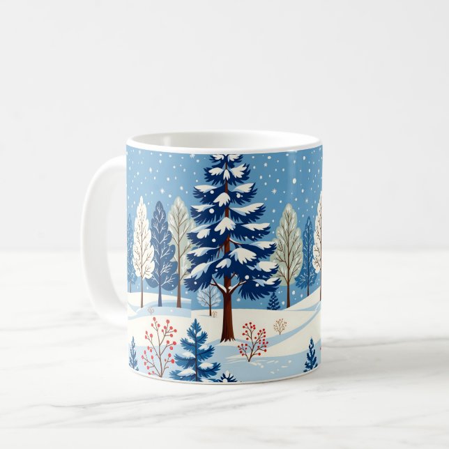 Caneca De Café Árvores de Inverno na Neve (Frente Esquerda)