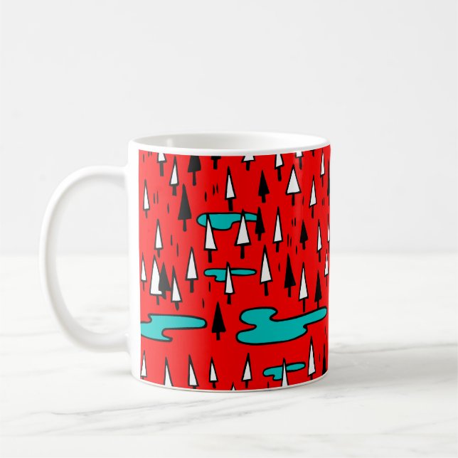 Caneca De Café Árvores de mão livre: Padrão de Natal escandinavo. (Esquerda)