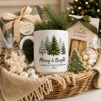 Caneca De Café Árvores de Natal Alegres e Brilhantes Lembrança da
