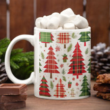 Árvores de Natal Caprichosas em Padrão Xadrez