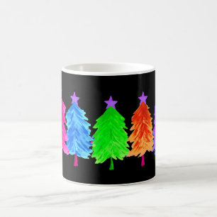 Caneca De Café Árvores de Natal Coloridas Brilhantes