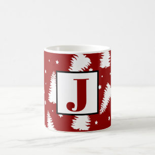 Caneca De Café Árvores de Natal de Monograma Bonito