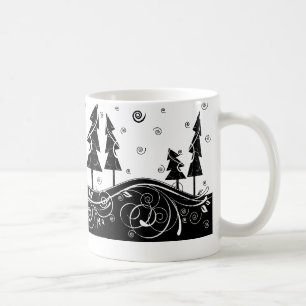 Caneca De Café árvores de Natal do b&w