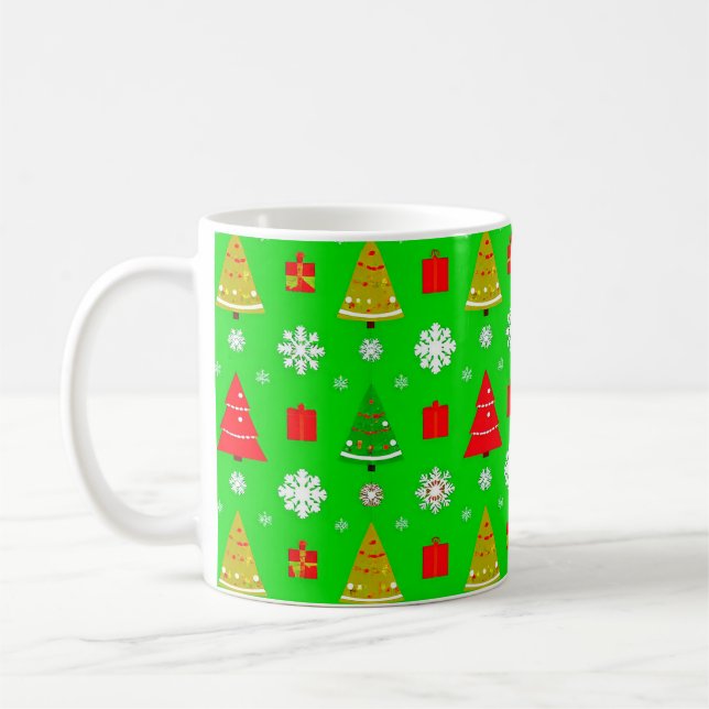 Caneca De Café Árvores de Natal e Flocos de Neve (Esquerda)