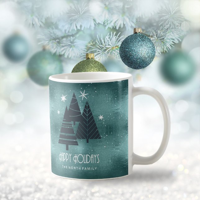 Caneca De Café Árvores de Natal e Flocos de Neve ID863 (Criador carregado)