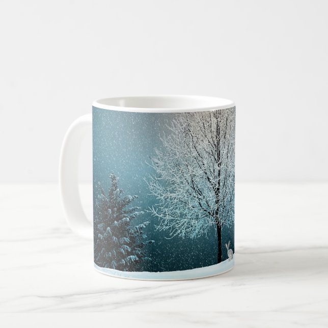 Caneca De Café Árvores de Natal e Praga Branca de Café (Frente Esquerda)