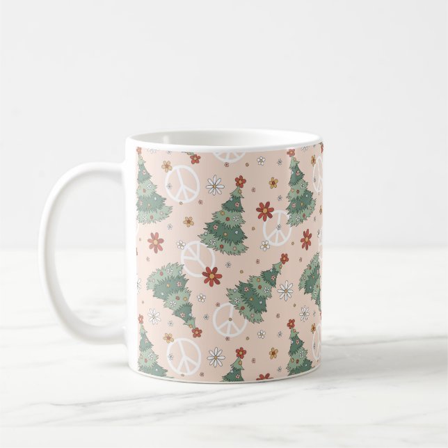 Caneca De Café Árvores de Natal e Sinais de Paz (Esquerda)
