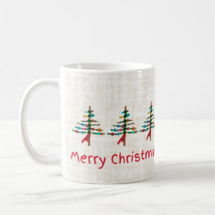 Caneca De Café Árvores de Natal em Linho Feitas à Mão – Natal Fes