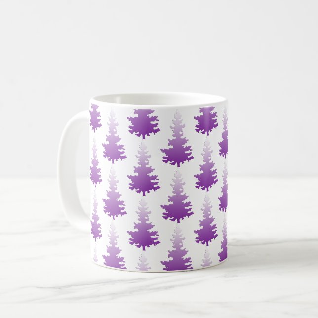 Caneca De Café Árvores de Natal Evergreen, Violetas Vermelhas (Frente Esquerda)