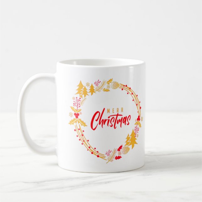 Caneca De Café Árvores de Natal Feliz (Esquerda)