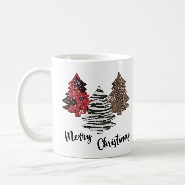 Caneca De Café Árvores de Natal Feliz Café de Natal (Esquerda)