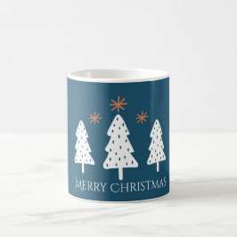 Caneca De Café Árvores de Natal Modernas e Estrelas Blue Mug