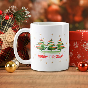 Caneca De Café Árvores de Natal Modernas - Feliz Natal