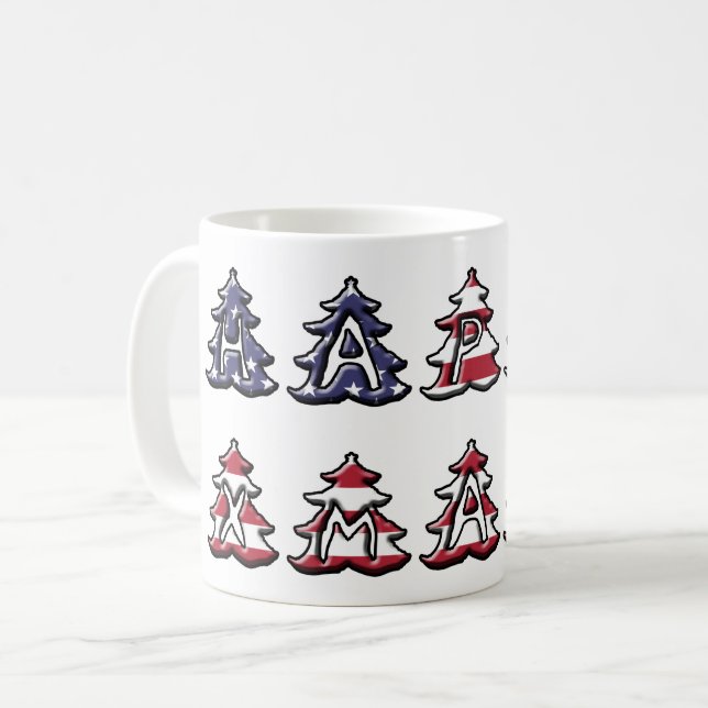 Caneca De Café Árvores de Natal Patriotas Felizes XMAS (Frente Esquerda)