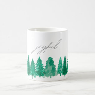 Caneca De Café Árvores de Natal Pinheiro Aquarela Elegantes Alegr