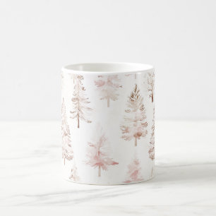 Caneca De Café Árvores de Natal Rosa Bege