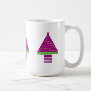 Caneca De Café Árvores de Natal Roxas Caprichosas