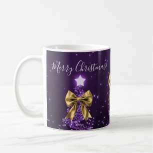 Caneca De Café Árvores de Natal Roxas de Férias Elegantes Arcos D