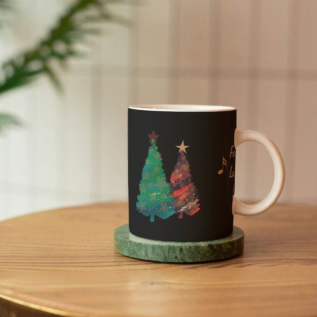 Caneca De Café Árvores de Natal Sparkly pintados mão da aguarela (Criador carregado)