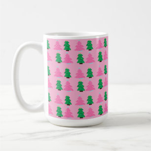 Caneca De Café Árvores de Natal Verdes e Rosa
