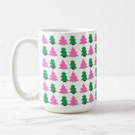 Caneca De Café Árvores de Natal Verdes e Rosa