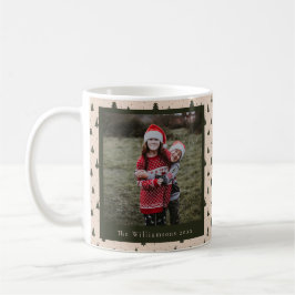Caneca De Café Árvores de Natal Verdes Rústicas Foto Nome Persona