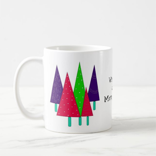 Caneca De Café Árvores de Natal Whimsical (Esquerda)
