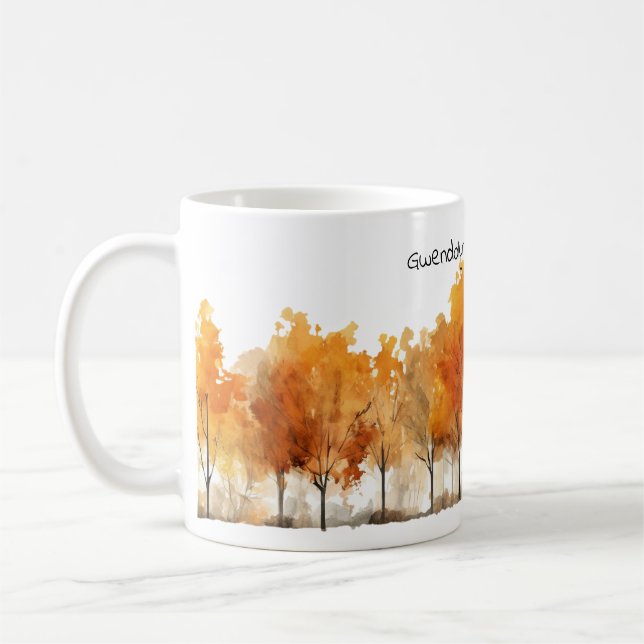 Caneca De Café Árvores de Outono em Estilo Aquarela Serenidade (Esquerda)