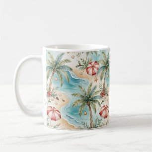 Caneca De Café Árvores de Palma Tropicais Festivas Luzes de Natal