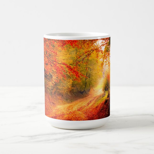 Caneca De Café Árvores de Pássaros Caem Laranja Autumn Leaves Pai (Centro)