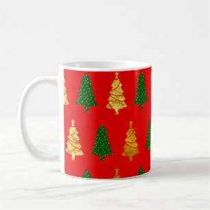 Caneca De Café Árvores de pinheiro abstrato com Textura de Folha