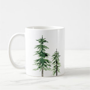 Caneca De Café Árvores de Pinos de Aquarela