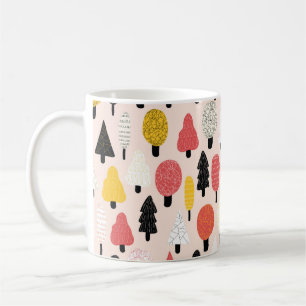 Caneca De Café Árvores de rabisco sem descontinuidades. Repetir