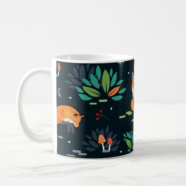 Caneca De Café Árvores de raposas deixam o fundo escuro (Esquerda)