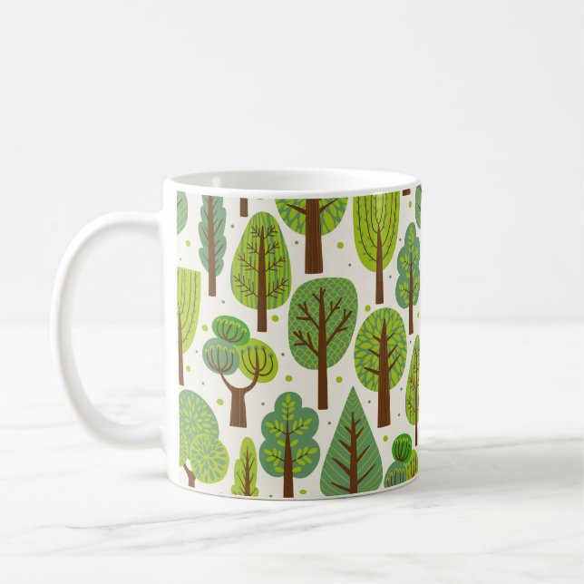 Caneca De Café Árvores de Verão: Padrão Verde Invisível (Esquerda)