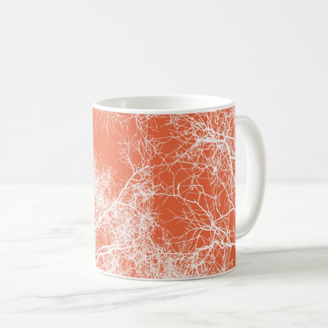 Caneca De Café Árvores-de-vidro laranja e branco (Frente Esquerda)