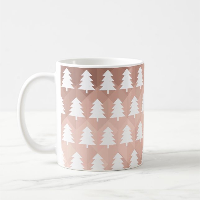 Caneca De Café Árvores de xmas geométricas de rosa mínimo (Esquerda)