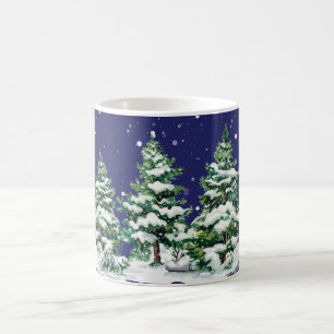 Caneca De Café Árvores Eververdes Cobradas por Neve com Neve Cain