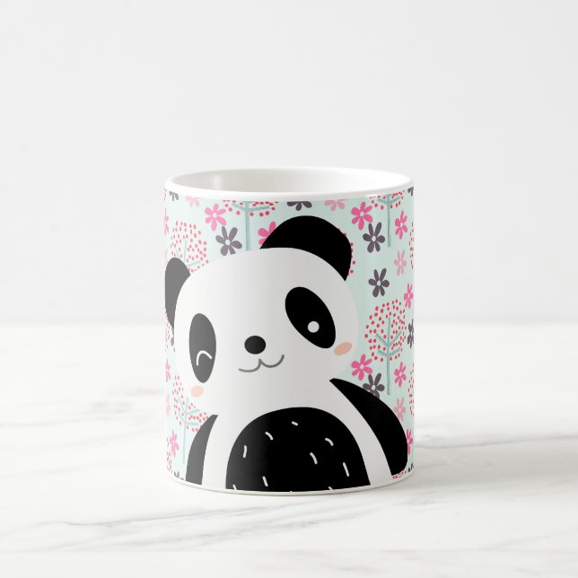 Caneca De Café Árvores, flores, e ursos de panda (Centro)