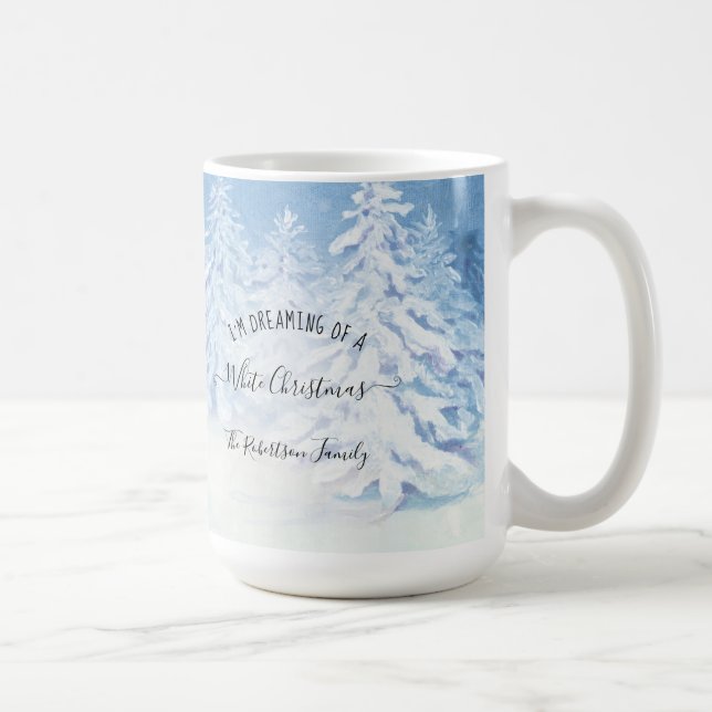 Caneca De Café Árvores Neves Sonhando Família Branca de Natal (Direita)