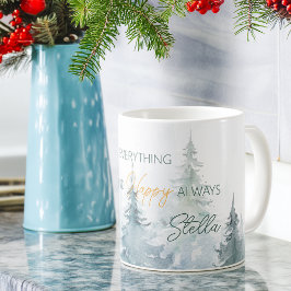 Caneca De Café Árvores Personalizadas Feliz Tudo Sempre Alegre