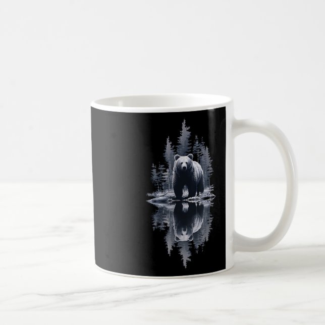 Caneca De Café Árvores Refletem Ursos Naturais Externos (Direita)