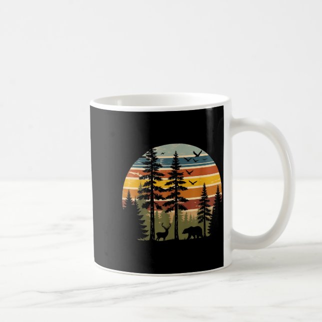 Caneca De Café Árvores Retrô Vida Selvagem Exteriores Natureza Vi (Direita)