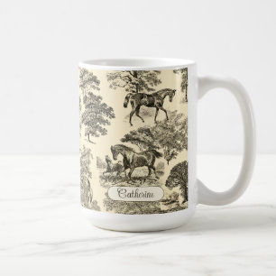 Caneca De Café Árvores Rústicas Elegantes Beige Tan Toile