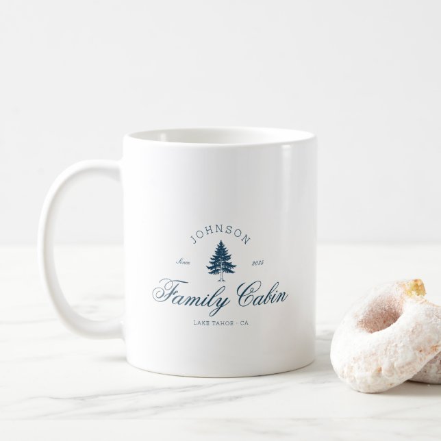 Caneca De Café Árvores Rústicas Modernas Cabine Família Tripulaçã (Com Donut)