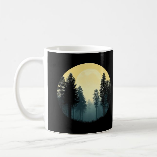 Caneca De Café Árvores Silhouette da Floresta Natural (Esquerda)