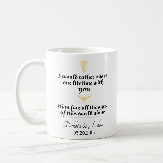 Caneca De Café Arwen "One Lifetime With You" Cita Com Ícones (Esquerda)
