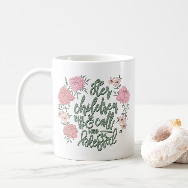 Caneca De Café As crianças se levantam e a chamam de abençoada Pr (Com Donut)